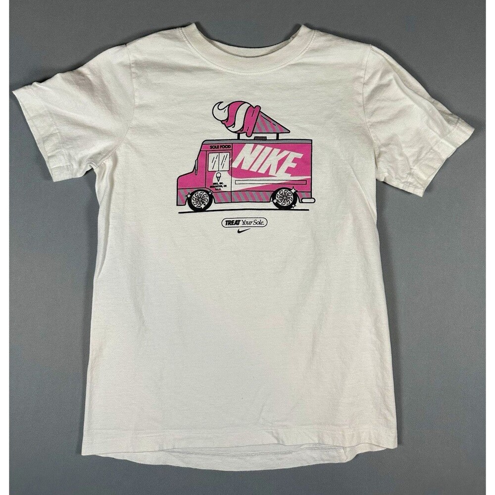 Nike The Nike Tee Mens M White Graphic Print Logo Crew Neck Short Sleeve Cotton